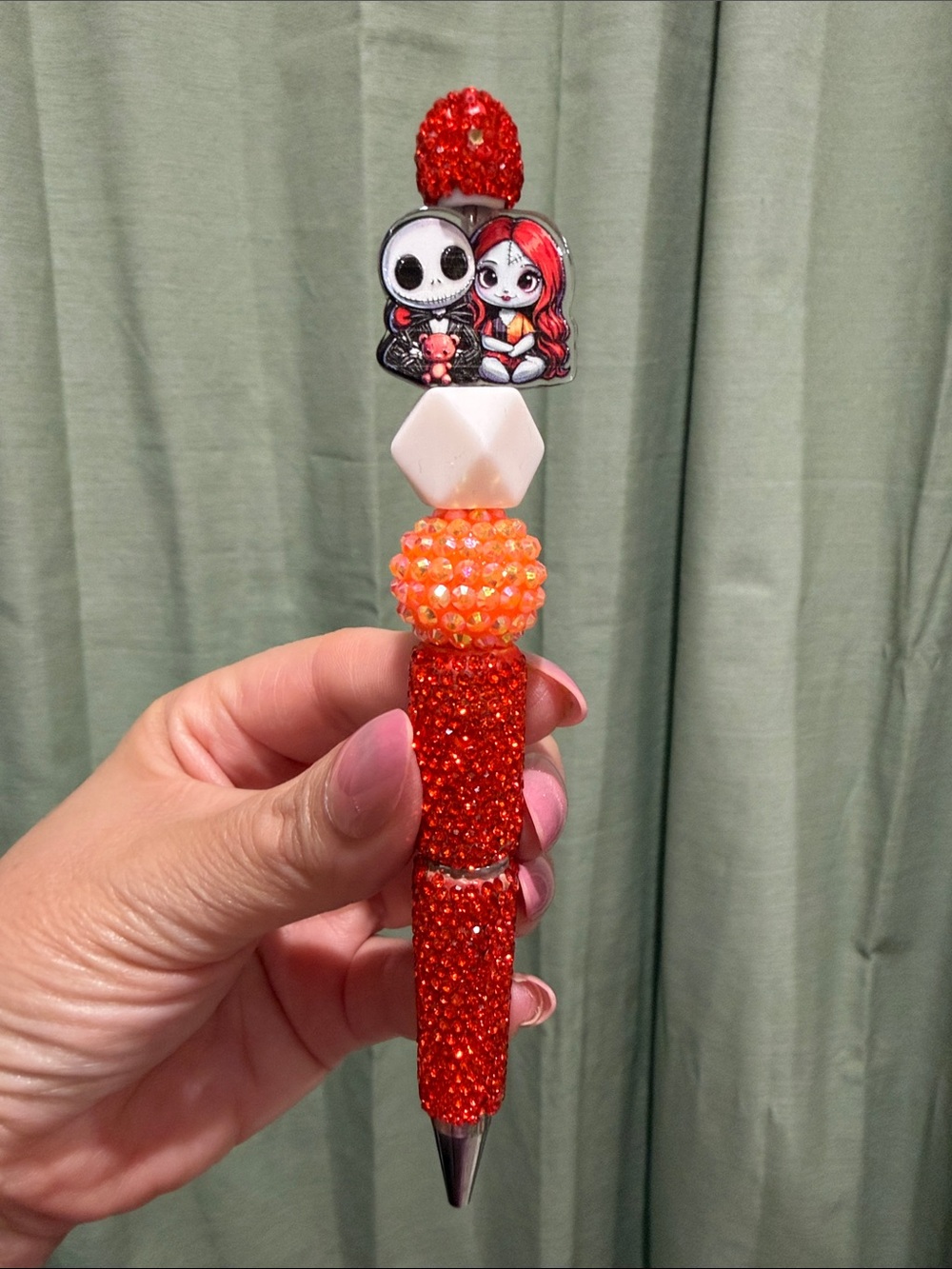 Red Beaded Jack and SallyCharacter Ballpoint Pen -